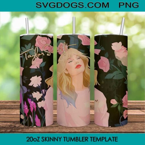 Taylors Version Tumbler Wrap PNG, Taylor Swifts 20oz Skinny Tumbler Template PNG