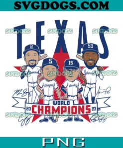 Texas Baseball World Champions Caricatures PNG, World Series Champions 2023 Rangers PNG, Texas Rangers PNG