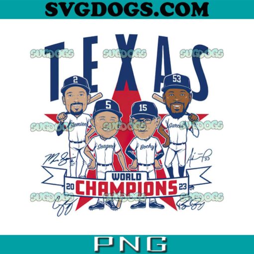 Texas Baseball World Champions Caricatures PNG, World Series Champions 2023 Rangers PNG, Texas Rangers PNG