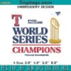 Texas Rangers World Series Champions Embroidery, Rangers World Series 2023 Embroidery