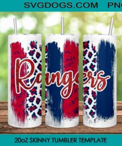 Texas Rangers Leopard Glitter 20oz Skinny Tumbler PNG, Texas Rangers World Series Champions 2023 Tumbler Sublimation Design PNG Download