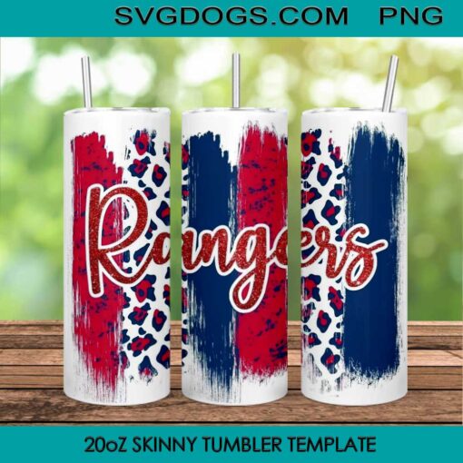 Texas Rangers Leopard Glitter 20oz Skinny Tumbler PNG, Texas Rangers World Series Champions 2023 Tumbler Sublimation Design PNG Download