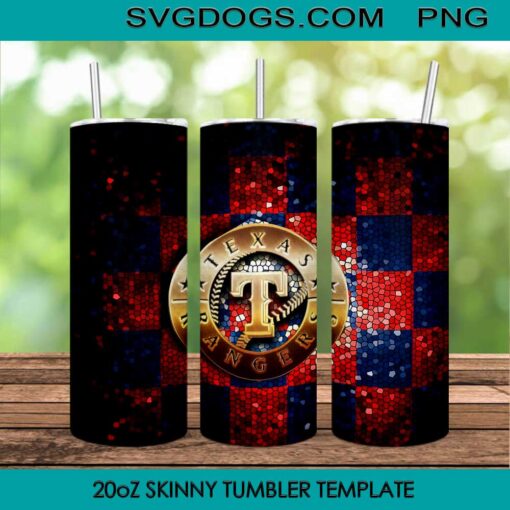 Texas Rangers Logo 20oz Skinny Tumbler PNG, Texas Rangers World Series Champions Tumbler Sublimation Design PNG Download