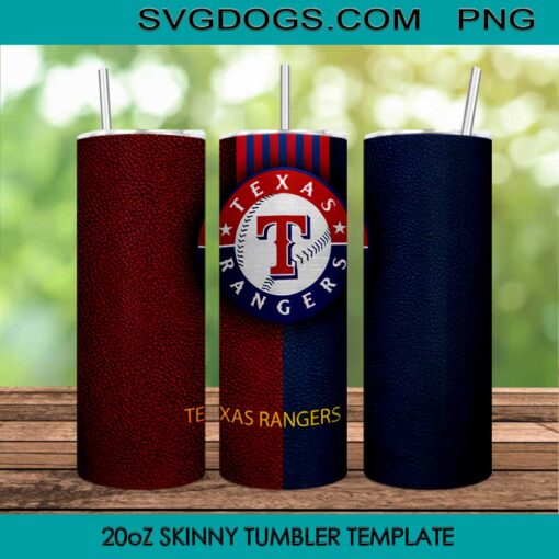 Texas Rangers MLB 20oz Tumbler Wrap PNG, Texas Rangers 20oz Skinny Tumbler PNG