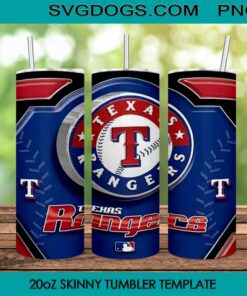 Texas Rangers Tumbler Wrap PNG, Texas Rangers Logo 20oz Skinny Tumbler Template PNG