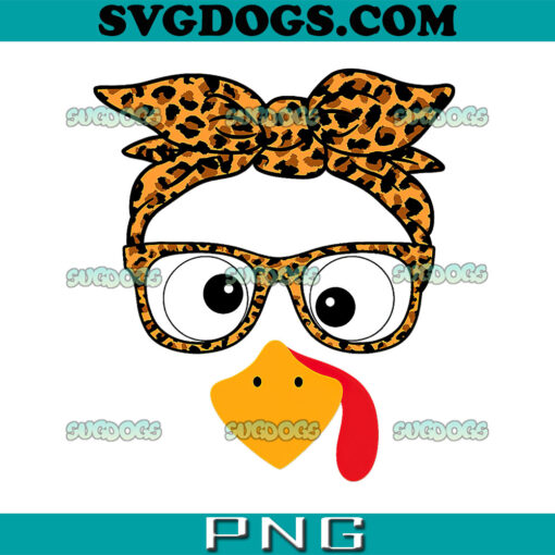 Thanksgiving Turkey Face PNG, Leopard Print Glasses Autumn Fall PNG, Thanksgiving Mom PNG