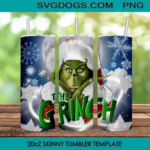 The Grinch 20oz Skinny Tumbler PNG, Grinch Christmas Tumbler Sublimation Design PNG Download