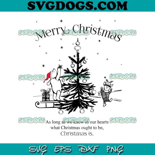 Winnie The Pooh Merry Christmas SVG, Disney Christmas SVG PNG DXF EPS