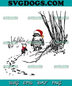 Winnie the Pooh And Piglet Santa Hat SVG, Winnie The Pooh Christmas SVG PNG EPS DXF