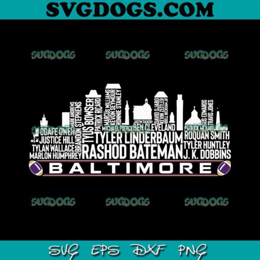 Baltimore Ravens City Skyline SVG, Rashod Bateman SVG PNG DXF EPS