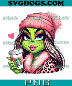 Boujee Grinch Girl Starbucks Coffee PNG, Bougie Grinchmas PNG