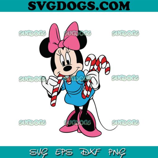 Christmas Minnie Mouse With Candy Canes SVG, Christmas Minnie Mouse SVG PNG EPS DXF