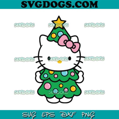 Christmas Tree Hello Kitty SVG, Christmas Cat SVG PNG EPS DXF