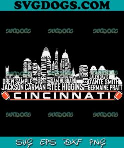 Cincinnati Bengals Skyline SVG, Tee Higgins SVG, Jackson Carman SVG PNG DXF EPS