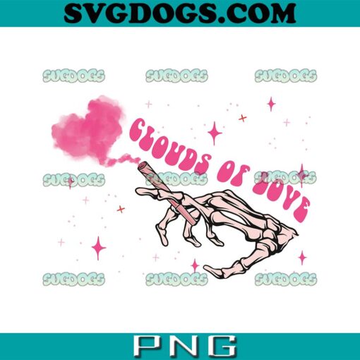 Clouds Of Love Skeleton Hand PNG, Valentine’s Day PNG, Smoking PNG