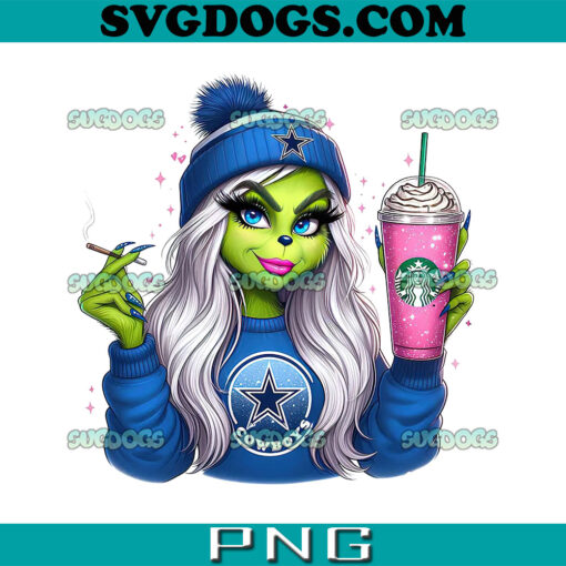 Cute Grinch Girl Dallas Cowboys PNG, Cowboys Drink Starbucks PNG, Grinch Smoke PNG