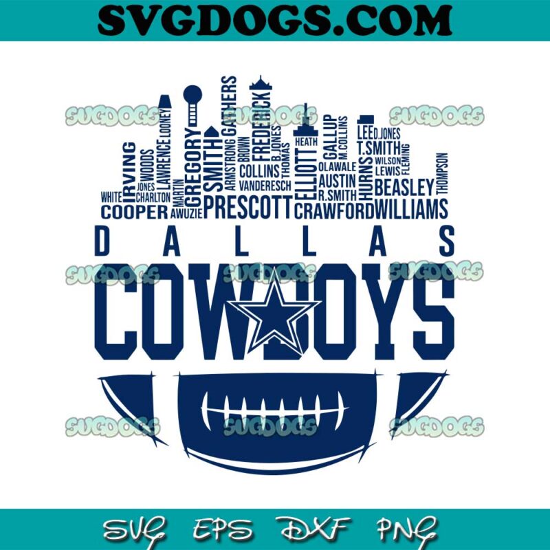 Dallas Cowboys Skyline Football Names SVG