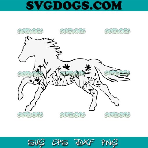 Floral Horse SVG, Horse Lover SVG, Floral Horse SVG PNG EPS DXF