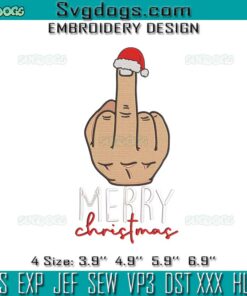Fuck Merry Christmas Embroidery, Grinch Giving The Finger Embroidery