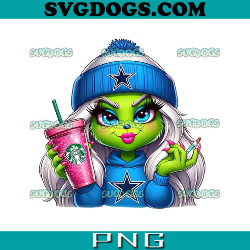 Girl Cowboys Grinch Starbucks PNG, Starbucks Cup Dallas Cowboys PNG, Grinch Christmas PNG