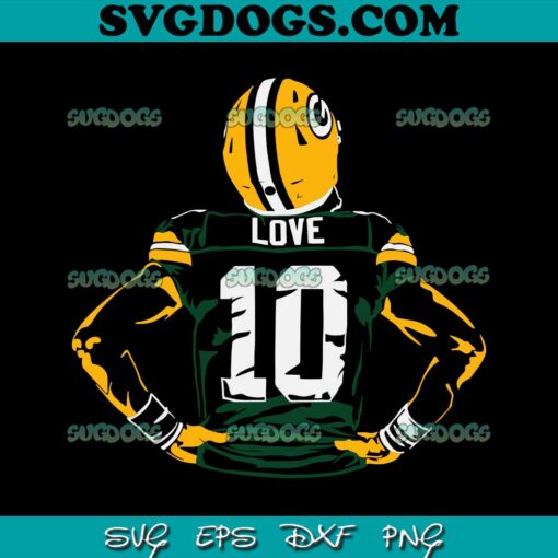 Green Bay Packers Football Player Jordan Love SVG, Love 10 SVG PNG EPS DXF