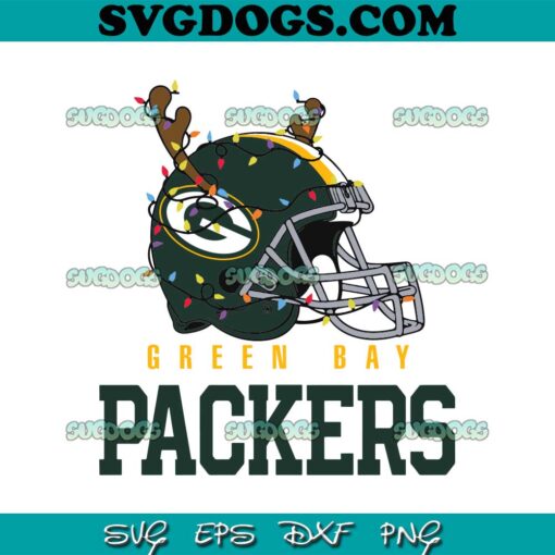 Green Bay Packers Helmet Deer Antlers SVG, Green Bay Packers Christmas SVG PNG EPS DXF