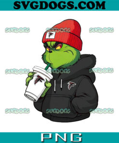 Grinch Boy Atlanta Falcons Drink Coffee PNG, Grinch Coffee PNG, Christmas Atlanta Falcons PNG