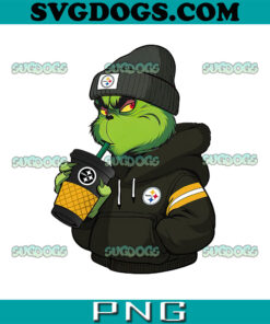 Grinch Boy Pittsburgh Steelers Drink Coffee PNG, Grinch Coffee PNG, Christmas Pittsburgh Steelers PNG