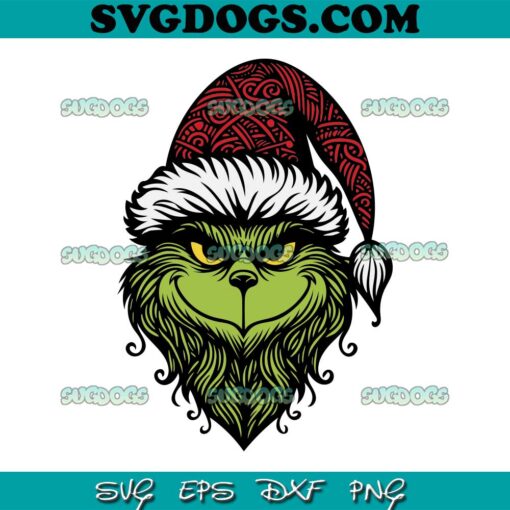 Grinch Christmas Mandala SVG, Grinch Santa SVG PNG EPS DXF