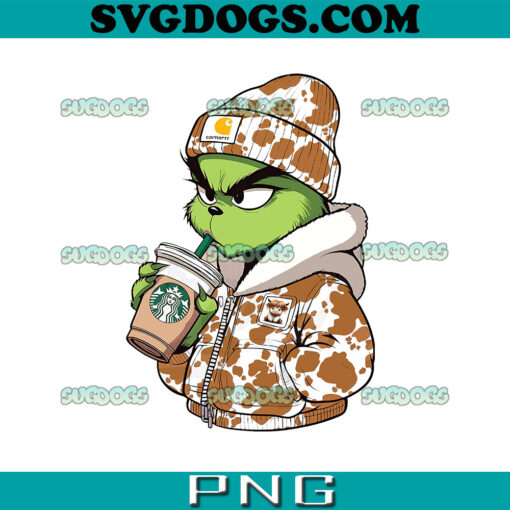 Grinch Drink Starbuck Coffee PNG, Cow Grinch PNG, Boujee Grinch Leopard PNG
