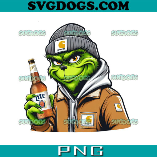 Grinch Drinking Miller Lite PNG, Christmas Miller Lite PNG