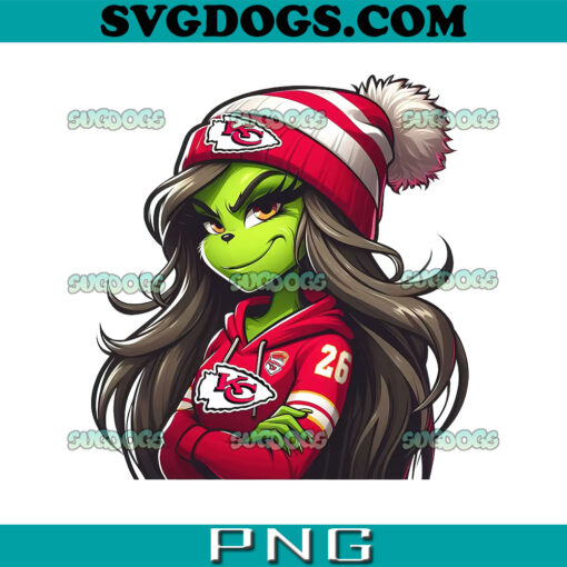 Grinch Female Chiefs football PNG, Kansas City Chiefs Christmas PNG
