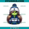 Boujee Grinch Girl Cowboys PNG, Dallas Cowboys Santa PNG
