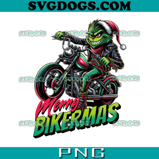Grinch Merry Bikermas PNG, Grinch Santa Christmas PNG