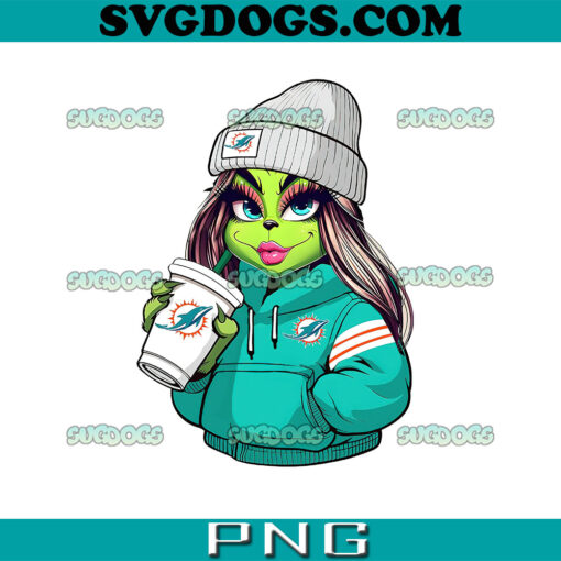 Grinch Miami Dolphins Drink Coffee PNG, Grinch Coffee Christmas PNG, Christmas Miami Dolphins PNG