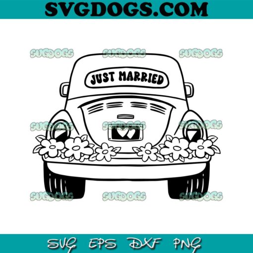 Just Married Car SVG, Trendy Bridal SVG PNG EPS DXF
