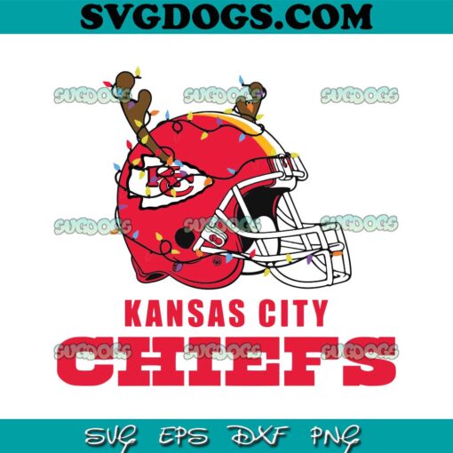 Kansas City Chiefs Helmet Deer Antlers SVG, Kansas City Chiefs Christmas SVG PNG EPS DXF