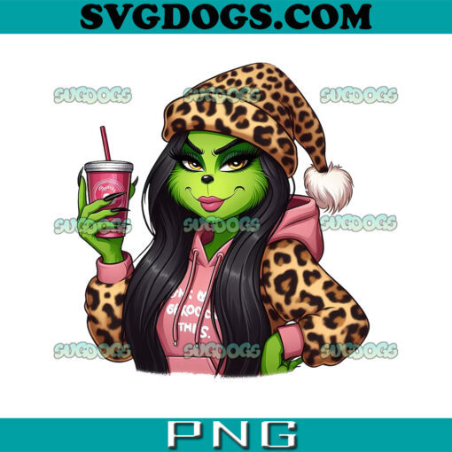 Leopard Pink Grinch Coffee PNG, Coffee Christmas PNG