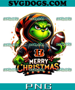 Merry Christmas Grinch Cincinnati Bengals PNG, Cincinnati Bengals Football PNG, Grinch NFL Hoodie PNG