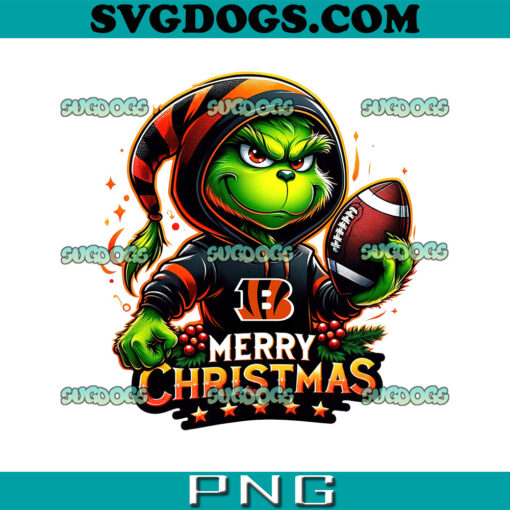 Merry Christmas Grinch Cincinnati Bengals PNG, Cincinnati Bengals Football PNG, Grinch NFL Hoodie PNG