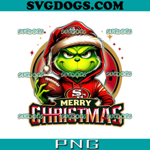 Merry Christmas Grinch San Francisco 49ers PNG, 49ers Football Teams PNG, Grinch NFL Hoodie PNG