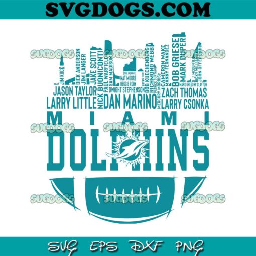 Miami Dolphins Skyline Football Names SVG, Dolphins SVG PNG EPS DXF