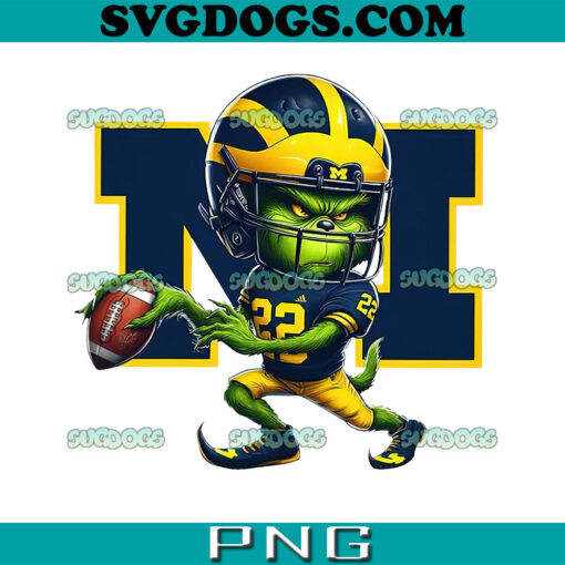 Michigan Wolverines Football Grinch PNG, Michigan Christmas PNG