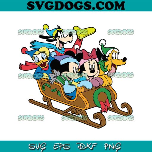 Mickey And Friends Christmas SVG, Mickey Minnie Pluto Skiing SVG PNG EPS DXF