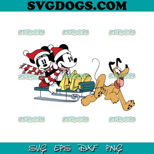 Mickey Minnie And Pluto Skiing Christmas SVG, Christmas Disney SVG PNG EPS DXF