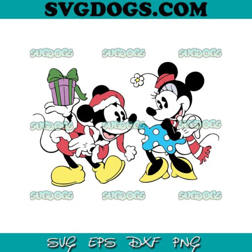 Mickey Minnie Santa Gift SVG, Mickey Christmas SVG PNG EPS DXF