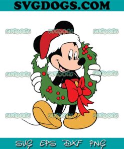 Mickey Mouse Christmas Wreath Around Neck SVG, Mickey Christmas SVG PNG EPS DXF