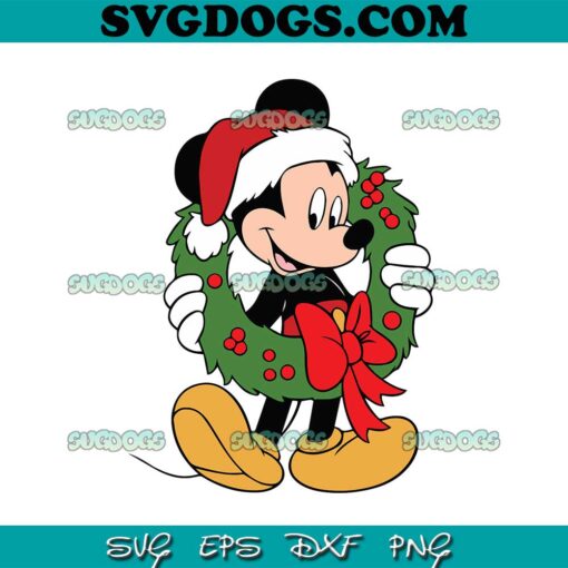 Mickey Mouse Christmas Wreath Around Neck SVG, Mickey Christmas SVG PNG EPS DXF