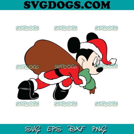 Mickey Santa Christmas SVG, Mickey Mouse Carrying Bag SVG DXF EPS PNG