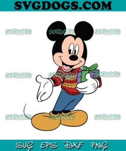 Mickey Wears A Christmas Sweater SVG, Christmas Mickey Character SVG PNG EPS DXF